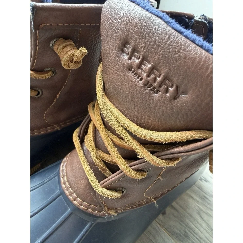 Sperry Saltwater Duck Boots Navy Girls Size‎ 4M Youth No Box Waterproof